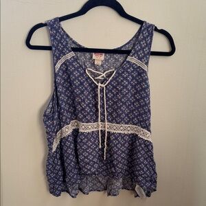 Mossimo Supply Co. Blue Floral Lace-Trim Camisole